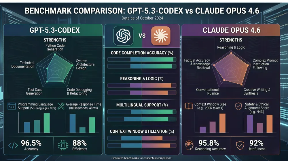 gpt-5.3-codex vs claude opus 4.6 benchmarks